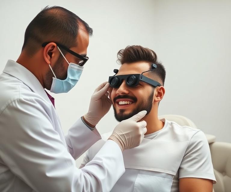 LAMA specialist fitting an ErgoVision loupe in-person